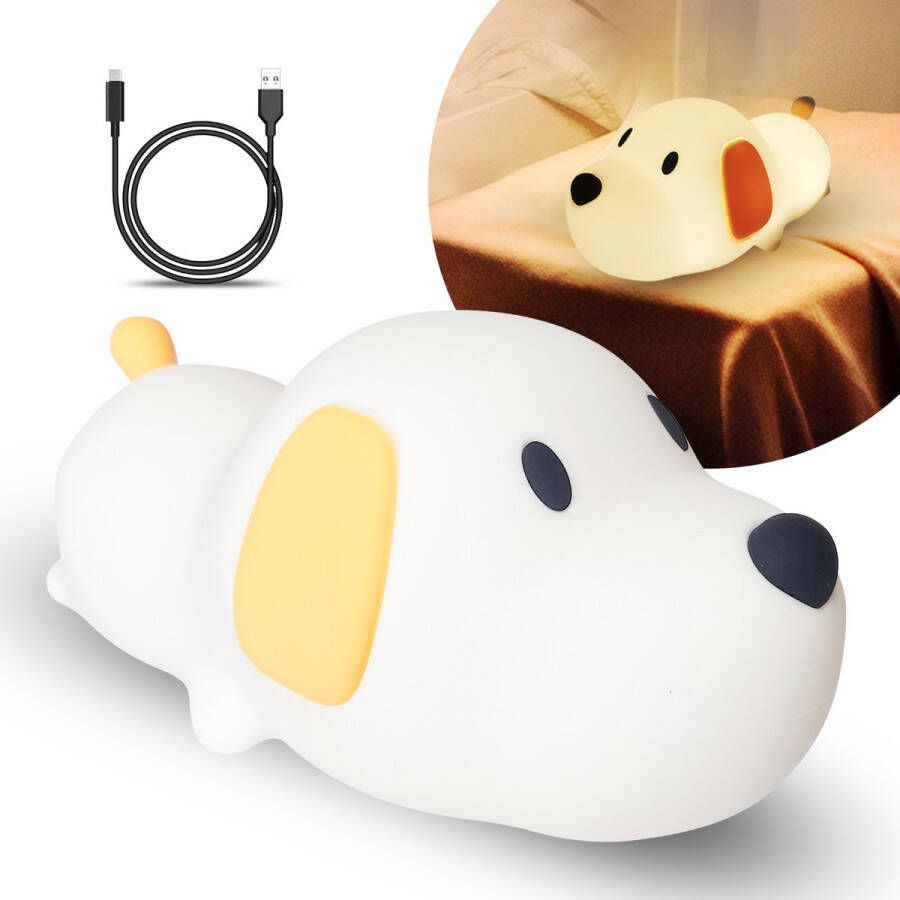 SnoozeKids Puppy Nachtlampje Kinderen met Timer Dimbaar USB Oplaadbaar LED Babykamer