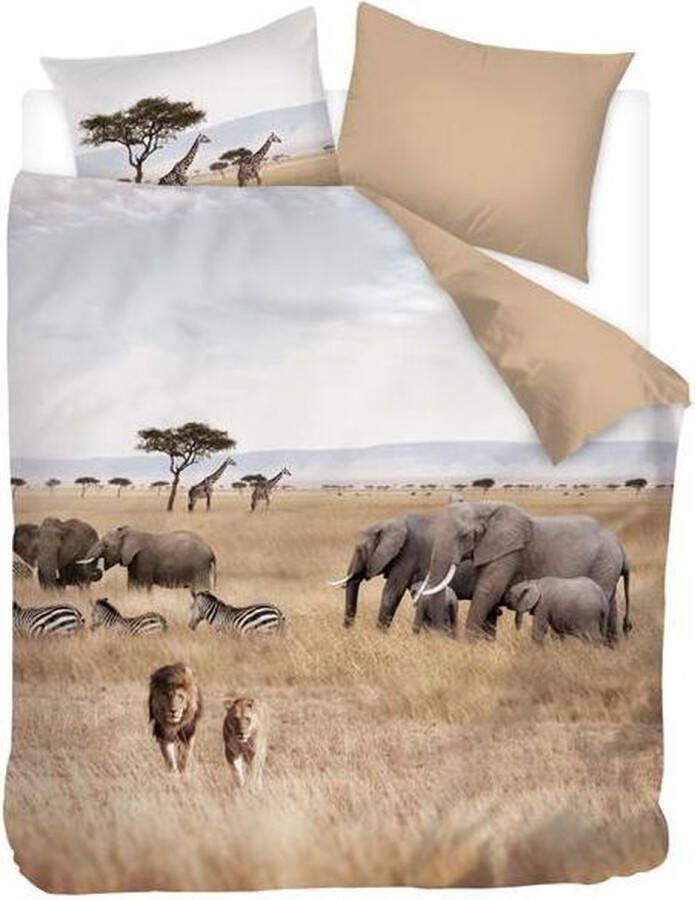 Snoozing African Animals Flanel Dekbedovertrek Lits-jumeaux 240x200 220 cm Multi kleur