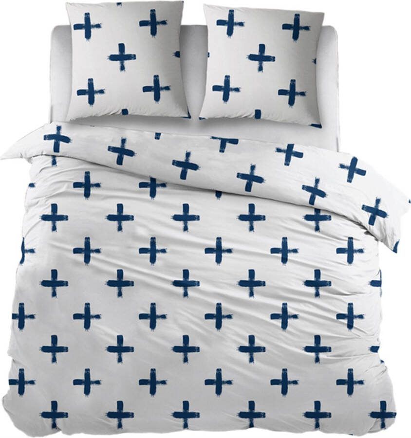 Snoozing Aida Dekbedovertrek Tweepersoons 200x200 220 cm Blauw