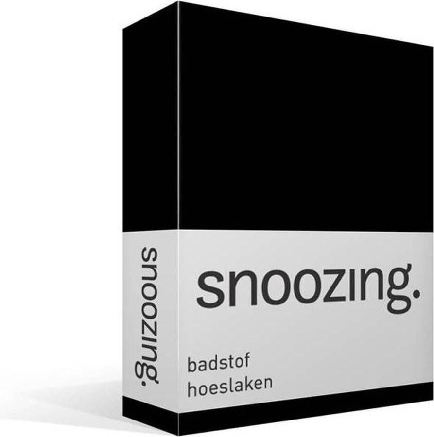 Snoozing Badstof Hoeslaken Eenpersoons 100x200 cm of 90x200 220 cm Zwart
