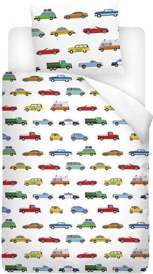 Snoozing Cars Dekbedovertrek Eenpersoons 140x200 220 cm + 1 kussensloop 60x70 cm Multi kleur