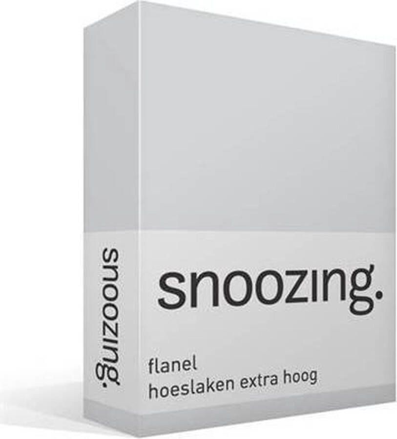 Snoozing Flanel Hoeslaken Extra Hoog Lits-jumeaux 180x210 220 cm Grijs