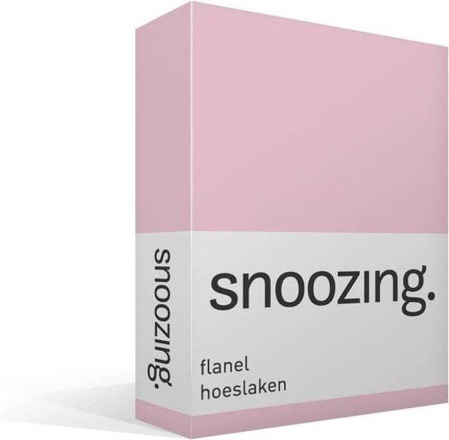 Snoozing Flanel Hoeslaken Lits-jumeaux 200x220 cm Roze