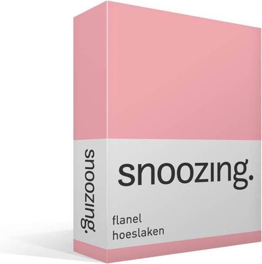 Snoozing Flanel Hoeslaken Lits-jumeaux 200x220 cm Roze