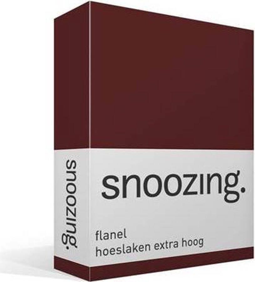 Snoozing Flanel Hoeslaken Extra Hoog Lits-jumeaux 160x210 220 cm Aubergine
