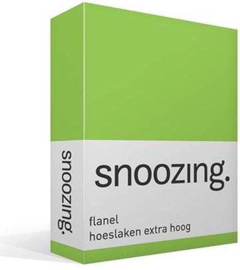 Snoozing Flanel Hoeslaken Extra Hoog Lits-jumeaux 160x210 220 cm Lime