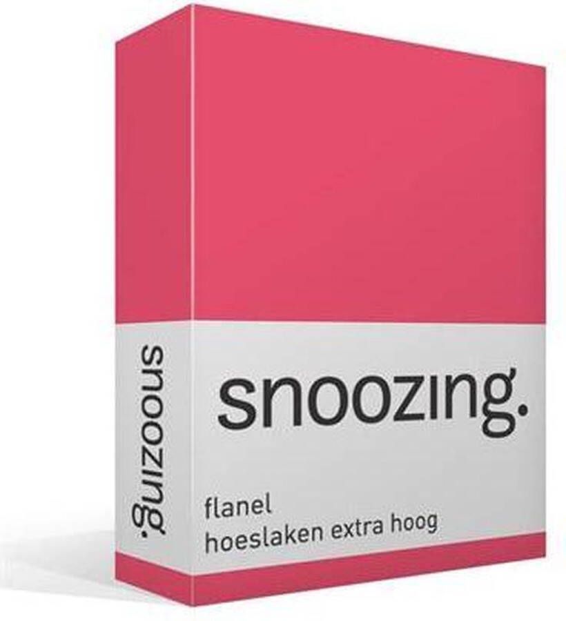 Snoozing Flanel Hoeslaken Extra Hoog Lits-jumeaux 180x210 220 cm Fuchsia