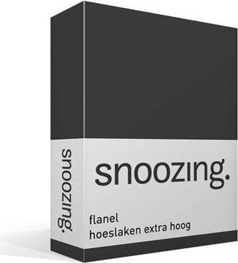Snoozing Flanel Hoeslaken Extra Hoog Lits-jumeaux 160x210 220 cm Antraciet