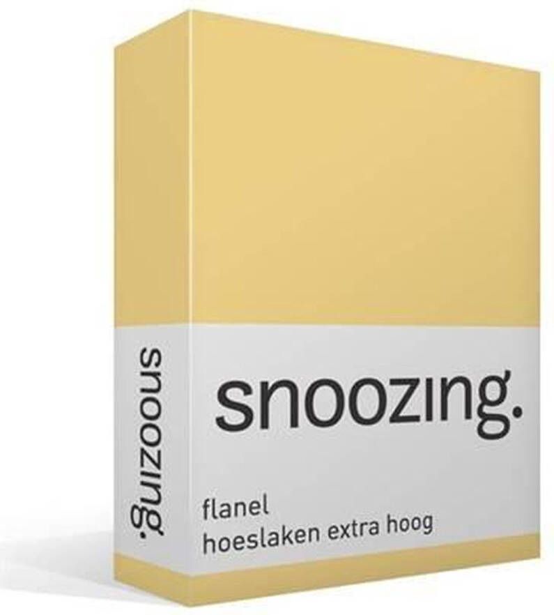 Snoozing Flanel Hoeslaken Extra Hoog Lits-jumeaux 180x210 220 cm Geel