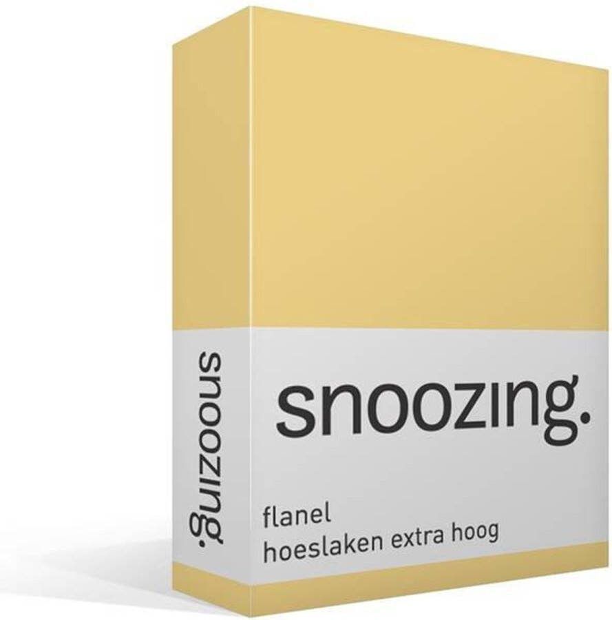 Snoozing Flanel Hoeslaken Extra Hoog Lits-jumeaux 180x210 220 cm Geel