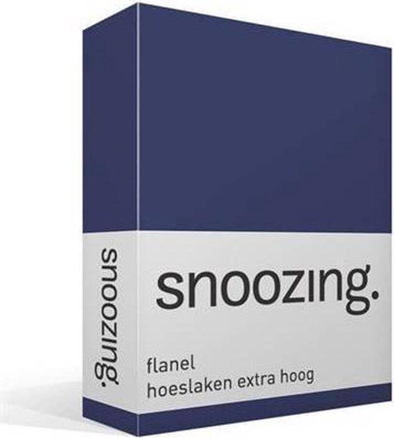 Snoozing Flanel Hoeslaken Extra Hoog Lits-jumeaux 160x210 220 cm Navy