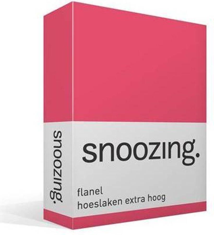 Snoozing Flanel Hoeslaken Extra Hoog Lits-jumeaux 200x210 220 cm Fuchsia