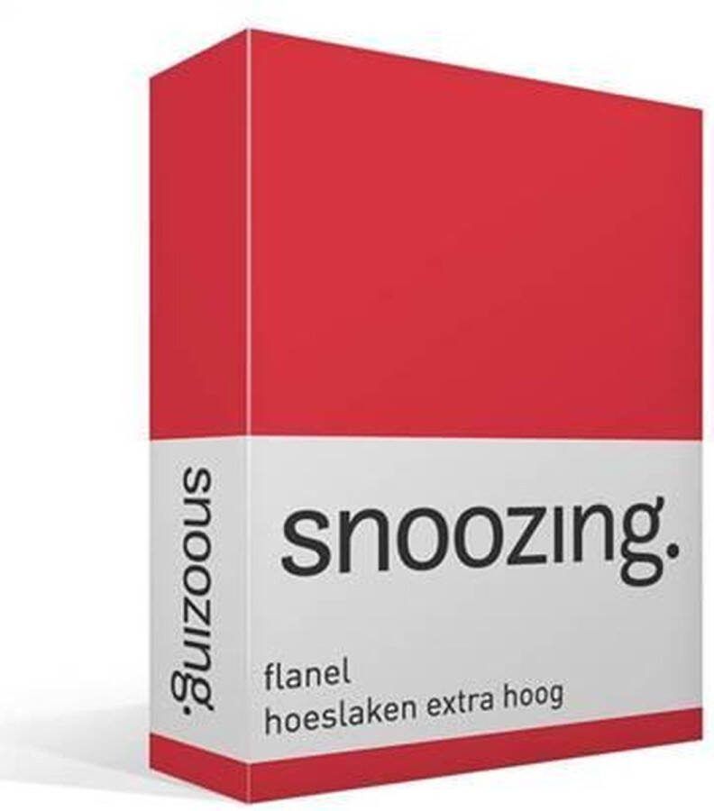 Snoozing Flanel Hoeslaken Extra Hoog Lits-jumeaux 160x210 220 cm Rood