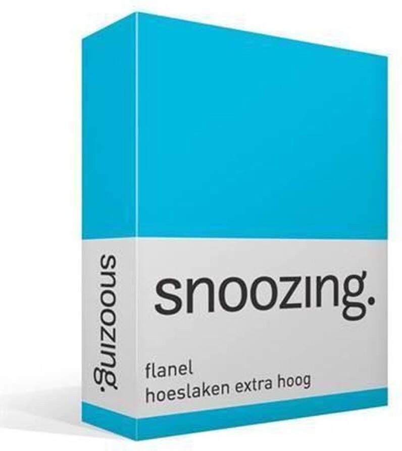 Snoozing Flanel Hoeslaken Extra Hoog Lits-jumeaux 200x210 220 cm Turquoise