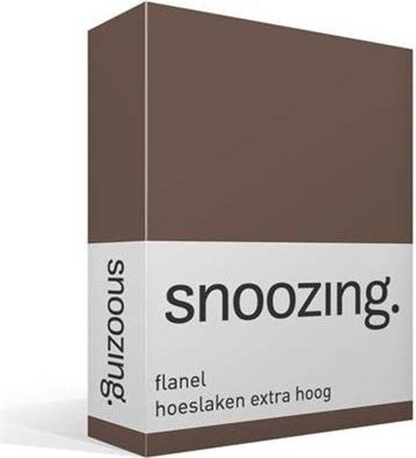 Snoozing Flanel Extra Hoog Hoeslaken Lits-jumeaux 200x210 220 cm Taupe