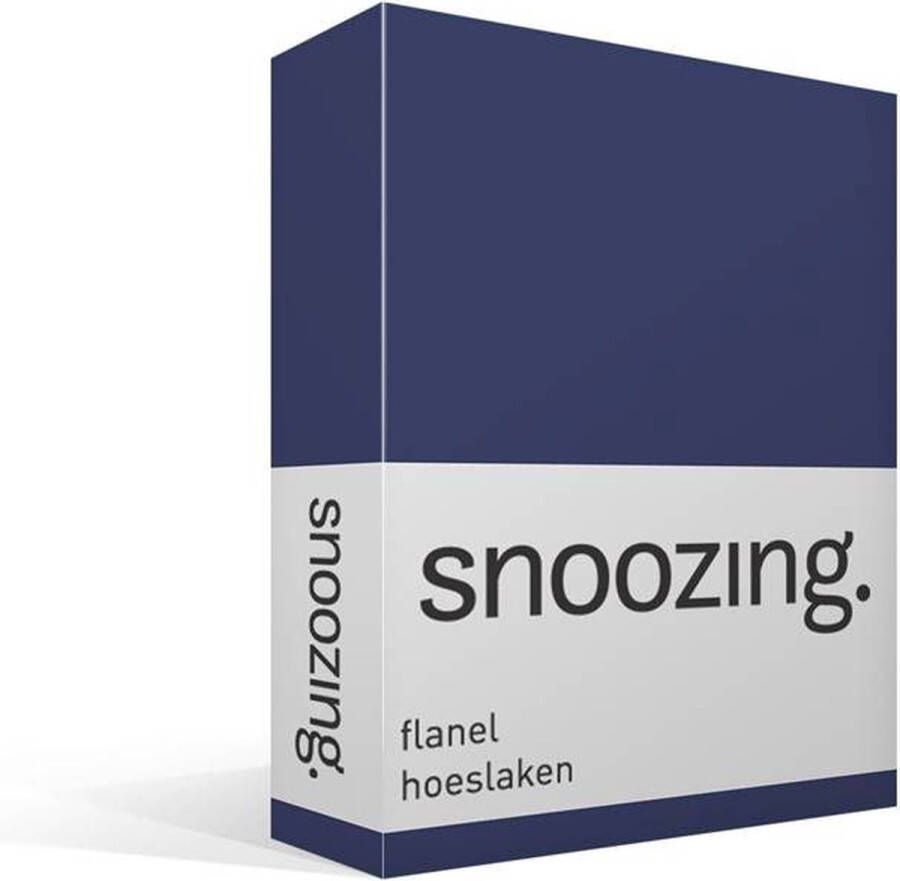 Snoozing Flanel Hoeslaken Lits-jumeaux 180x220 cm Navy