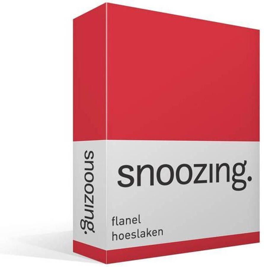 Snoozing Flanel Hoeslaken Lits-jumeaux -160x200 cm Rood