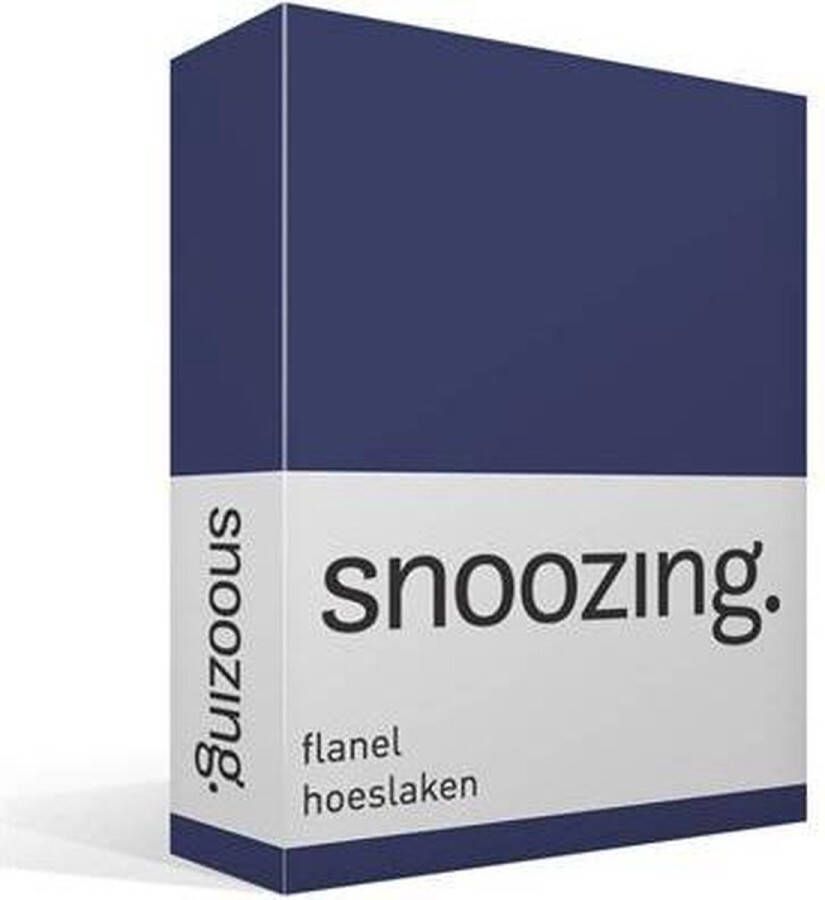 Snoozing Flanel Hoeslaken Lits-jumeaux 200x200 cm Navy