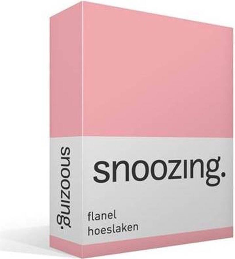 Snoozing Flanel Hoeslaken Lits-jumeaux 200x220 cm Roze