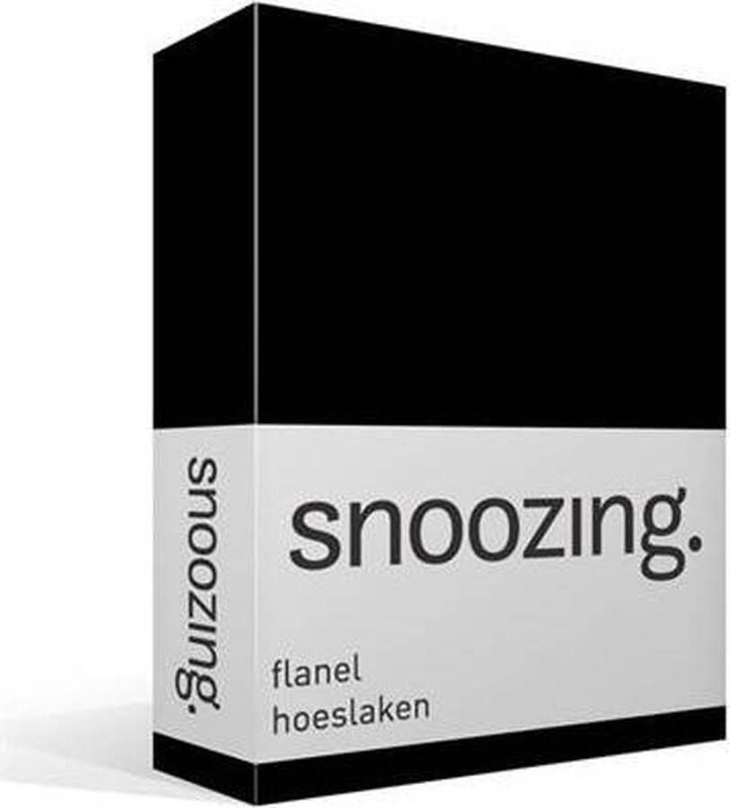 Snoozing Flanel Hoeslaken Lits-jumeaux 200x220 cm Zwart