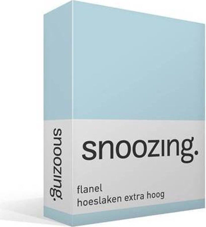 Snoozing Flanel Hoeslaken Extra Hoog Lits-jumeaux 160x210 220 cm Hemel