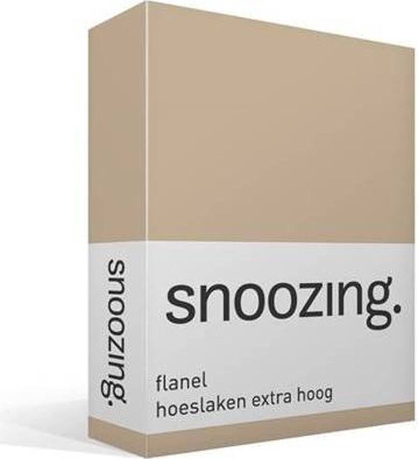 Snoozing Flanel Hoeslaken Extra Hoog Lits-jumeaux 180x210 220 cm Camel