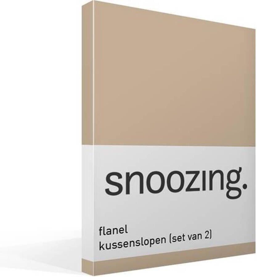Snoozing Flanel Kussenslopen Set van 2 40x60 cm Camel