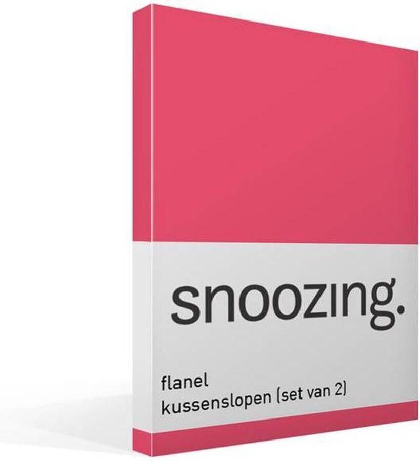 Snoozing Flanel Kussenslopen Set van 2 40x60 cm Fuchsia