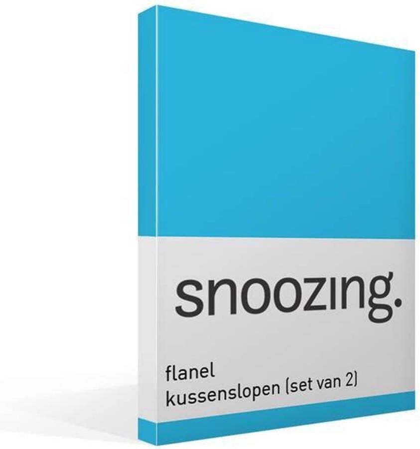 Snoozing Flanel Kussenslopen Set van 2 40x60 cm Turquoise