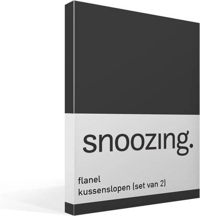 Snoozing Flanel Kussenslopen Set van 2 50x70 cm Antraciet