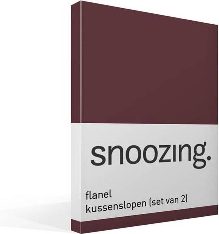 Snoozing Flanel Kussenslopen Set van 2 50x70 cm Aubergine