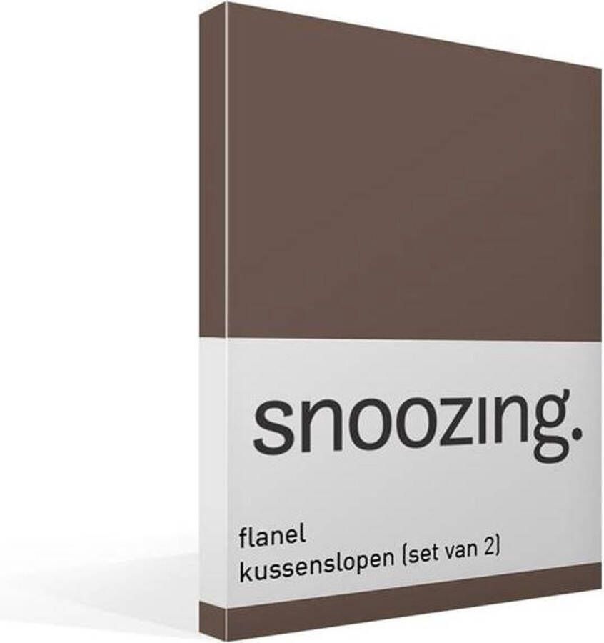 Snoozing Flanel Kussenslopen Set van 2 50x70 cm Taupe