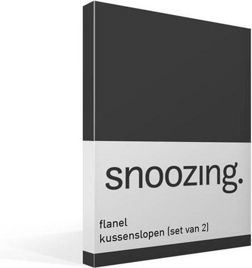 Snoozing Flanel Kussenslopen Set van 2 60x70 cm Antraciet