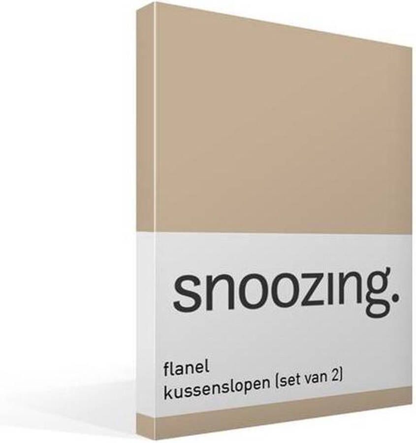 Snoozing Flanel Kussenslopen Set van 2 60x70 cm Camel