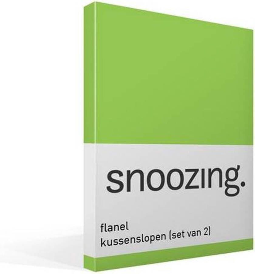 Snoozing Flanel Kussenslopen Set van 2 60x70 cm Lime