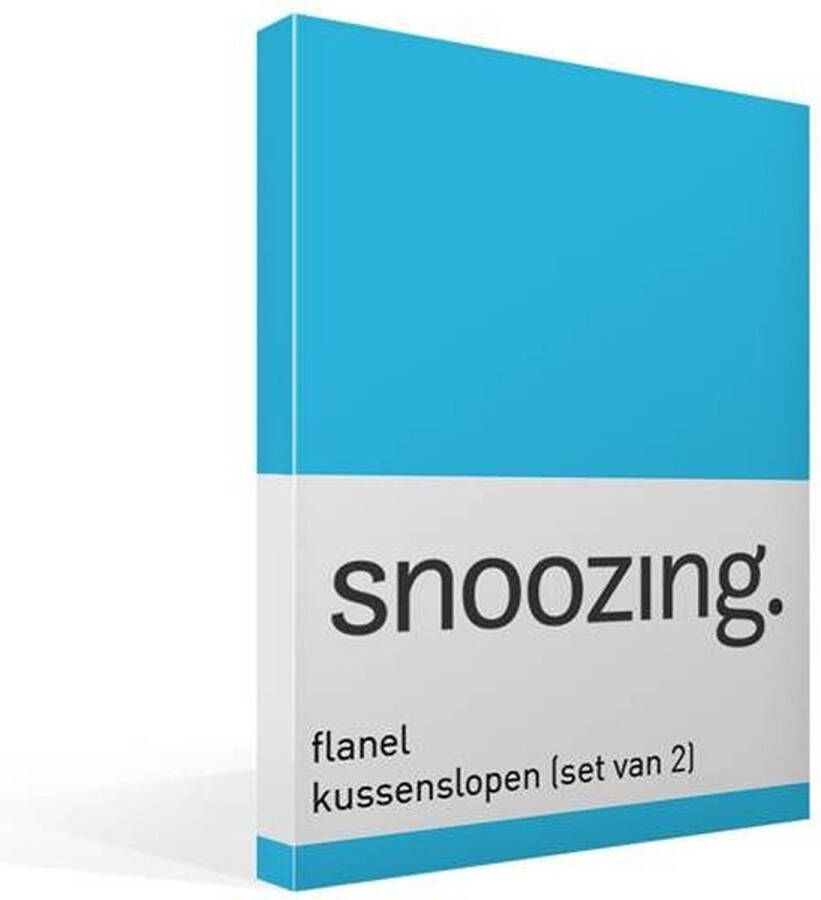Snoozing Flanel Kussenslopen Set van 2 60x70 cm Turquoise