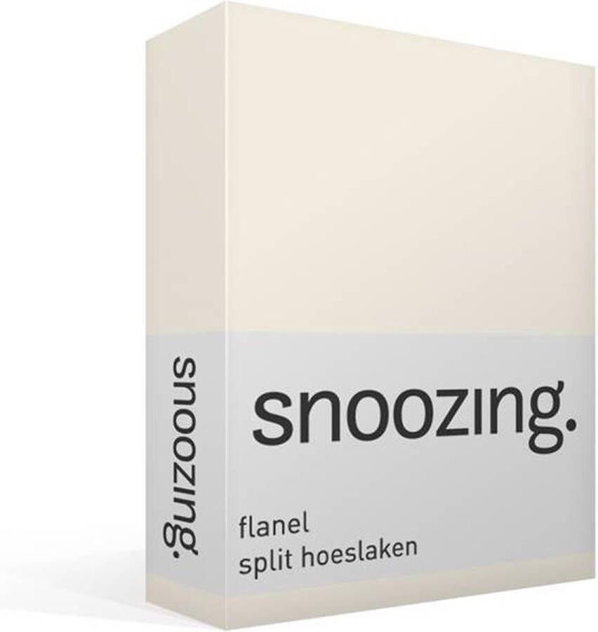 Snoozing flanel split hoeslaken Ivoor Lits-jumeaux (200x210 220 cm) (10 ivoor matras)
