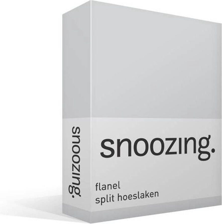 Snoozing flanel split hoeslaken Grijs Lits-jumeaux (200x210 220 cm) (20 grijs matras)