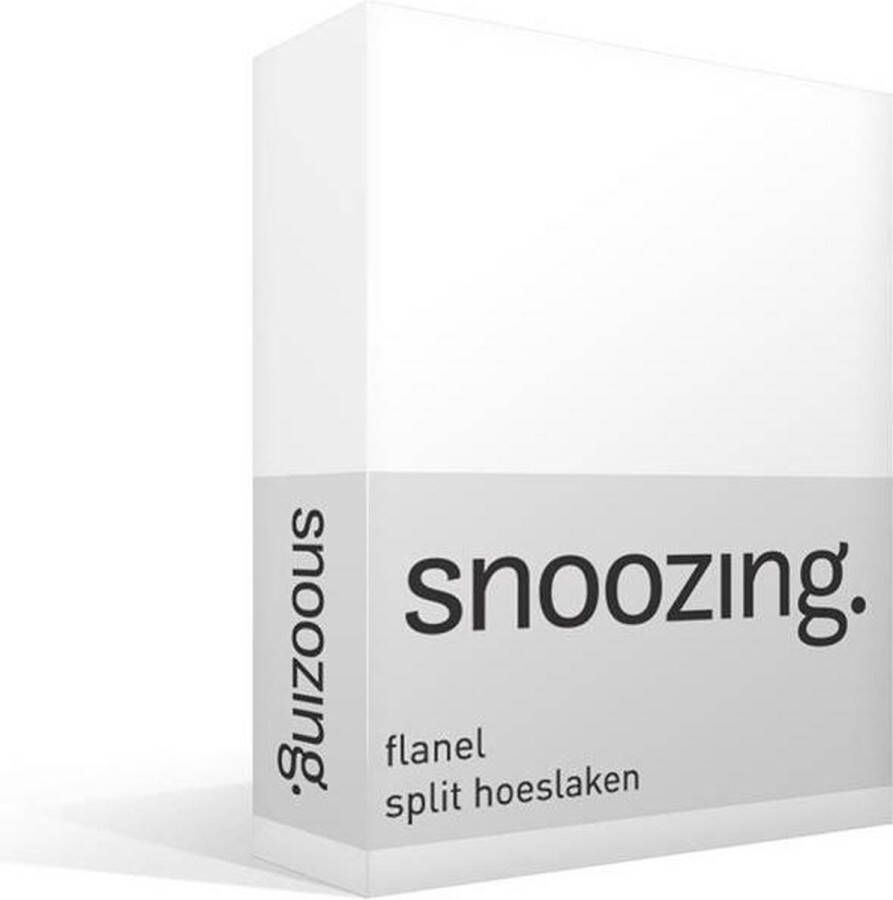 Snoozing flanel split hoeslaken Wit Lits-jumeaux (200x210 220 cm) (05 wit matras)