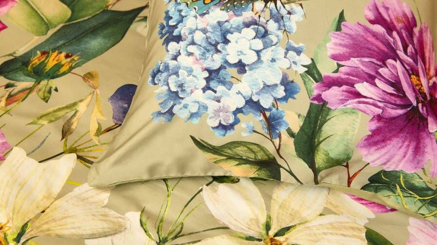 Snoozing Flowering Flanel Dekbedovertrek Lits-jumeaux 260x200 220 cm Groen