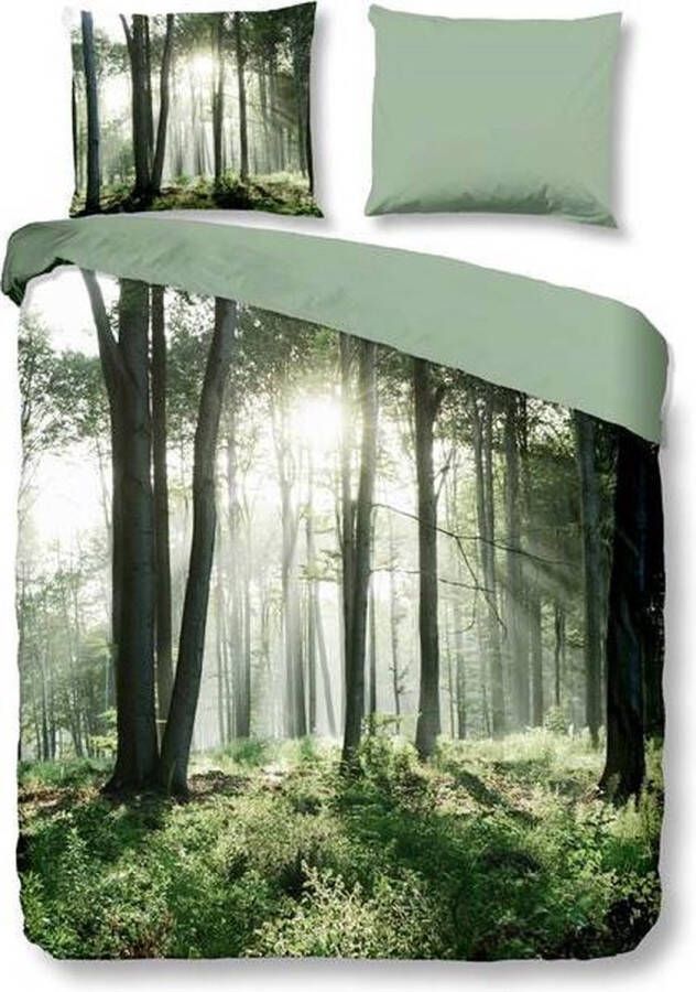Snoozing Forest Flanel Dekbedovertrek Lits-jumeaux 240x200 220 cm + 2 kussenslopen 60x70 cm Green