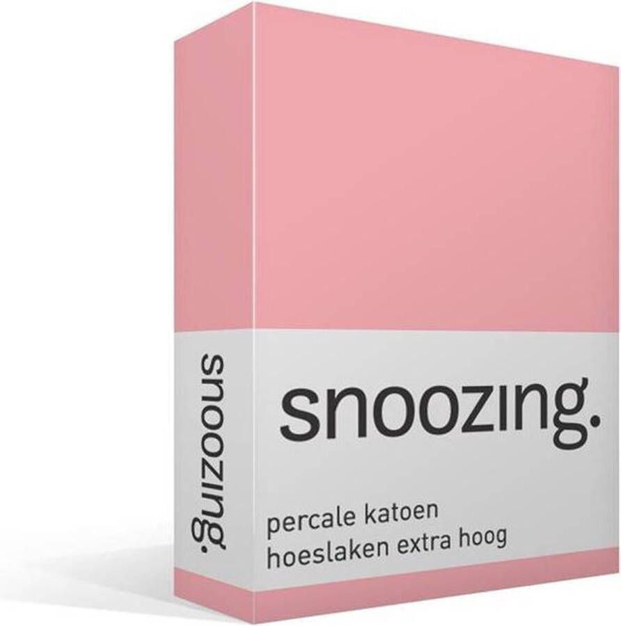 Snoozing Hoeslaken Extra hoog Tweepersoons 140x200 cm Percale katoen Roze