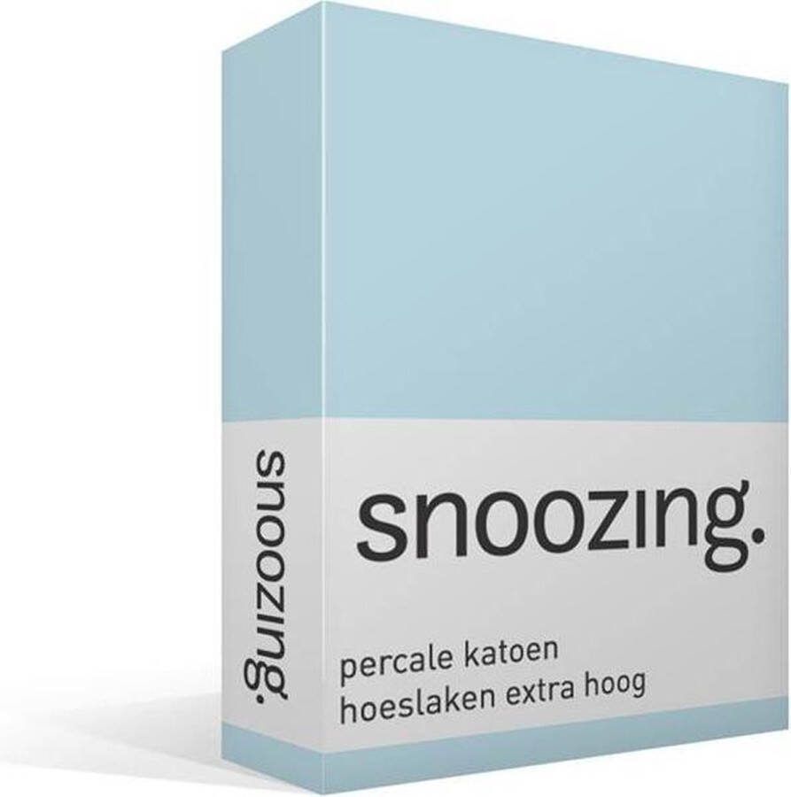 Snoozing Hoeslaken Extra hoog Lits-jumeaux 180x220 cm Percale katoen Hemel