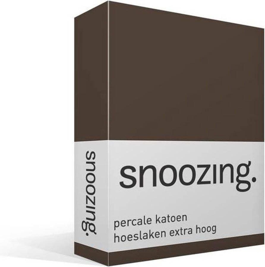 Snoozing Hoeslaken Extra hoog Lits-jumeaux 160x210 cm Percale katoen Bruin