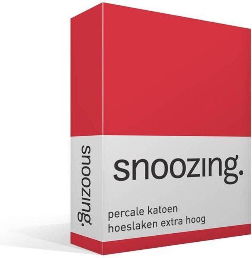 Snoozing Hoeslaken Extra hoog Lits-jumeaux 160x210 cm Percale katoen Rood
