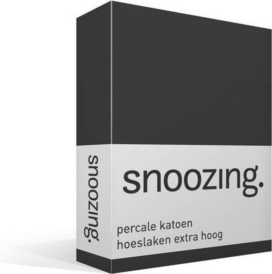 Snoozing Hoeslaken Extra hoog Lits-jumeaux 180x220 cm Percale katoen Antraciet