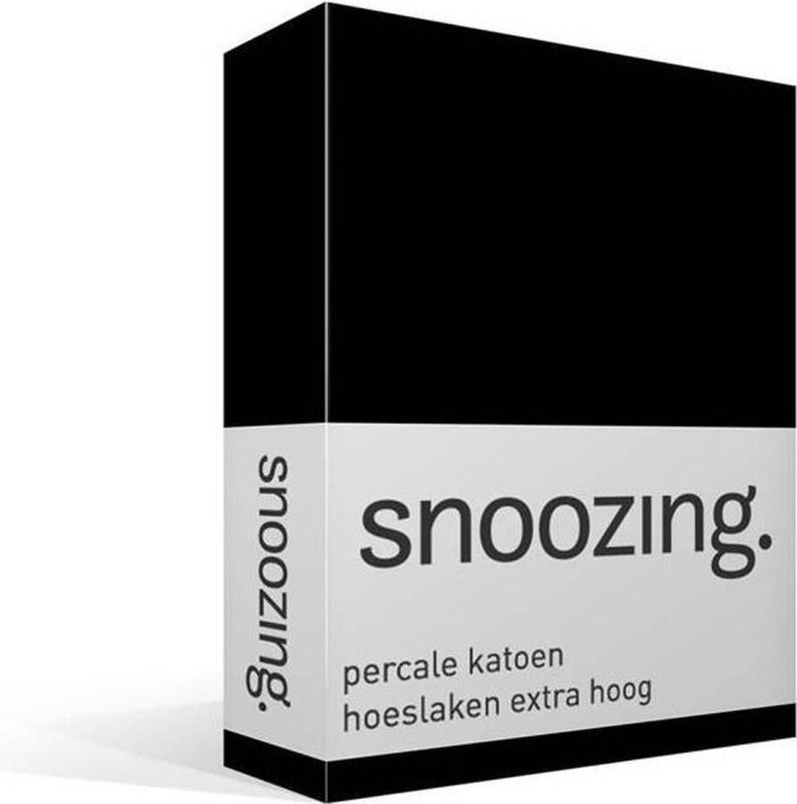 Snoozing Hoeslaken Extra hoog Tweepersoons 150x200 cm Percale katoen Zwart