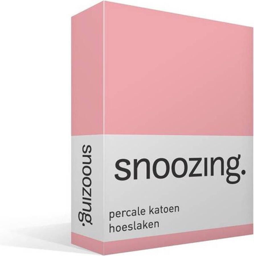 Snoozing Hoeslaken Lits-jumeaux 160x200 cm Percale katoen Roze