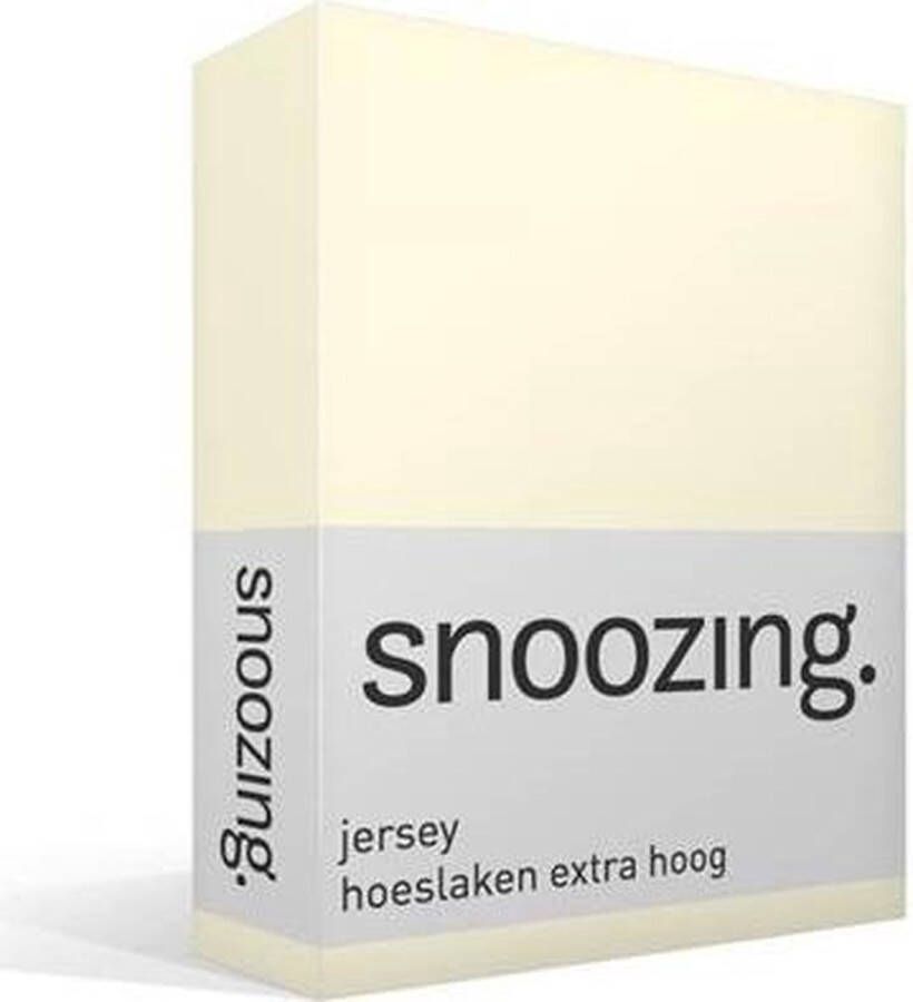 Snoozing Jersey Hoeslaken Extra Hoog 100% gebreide katoen 200x210 220 cm Ivoor