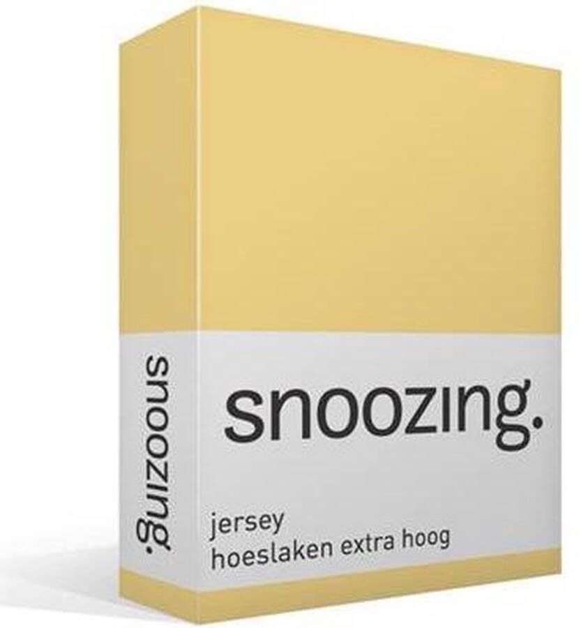 Snoozing Jersey Hoeslaken Extra Hoog 100% gebreide katoen 180x210 220 cm Geel